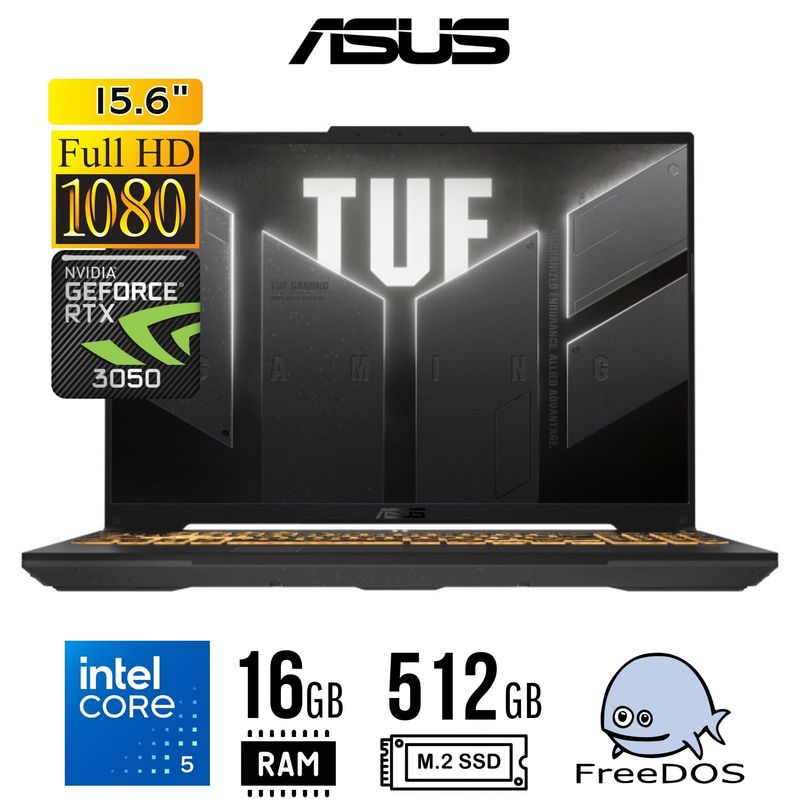 MSI - LAPTOP ASUS FX607VJ-RL009 16"  Core 5 210H hasta 4.8GHz, 16GB DDR4 512GB RTX 3050 6GB FREEDOS
