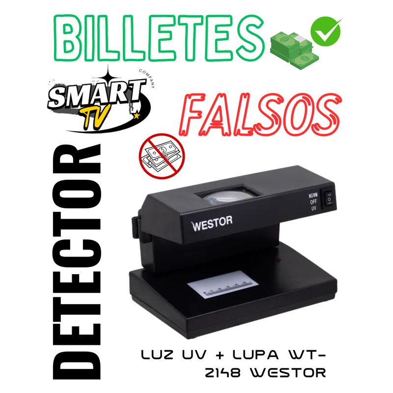WESTOR - Detector De Billetes Falsos Luz Uv + Lupa Wt-2148 Westor