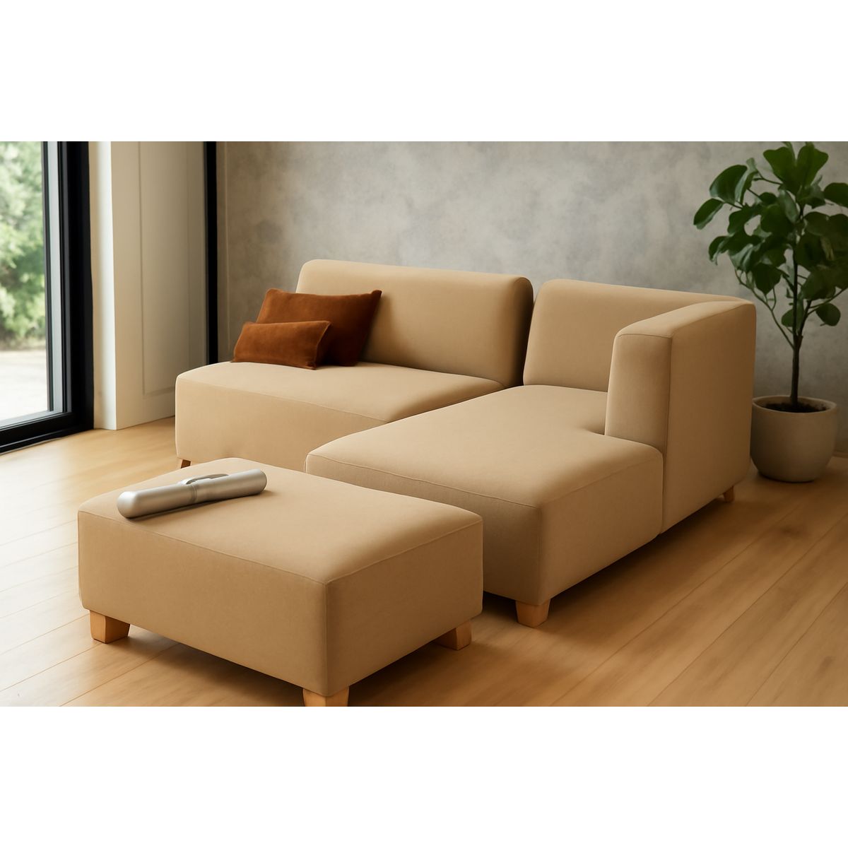 GENERICO - Seccional Sienna - Beige + Banqueta de Regalo