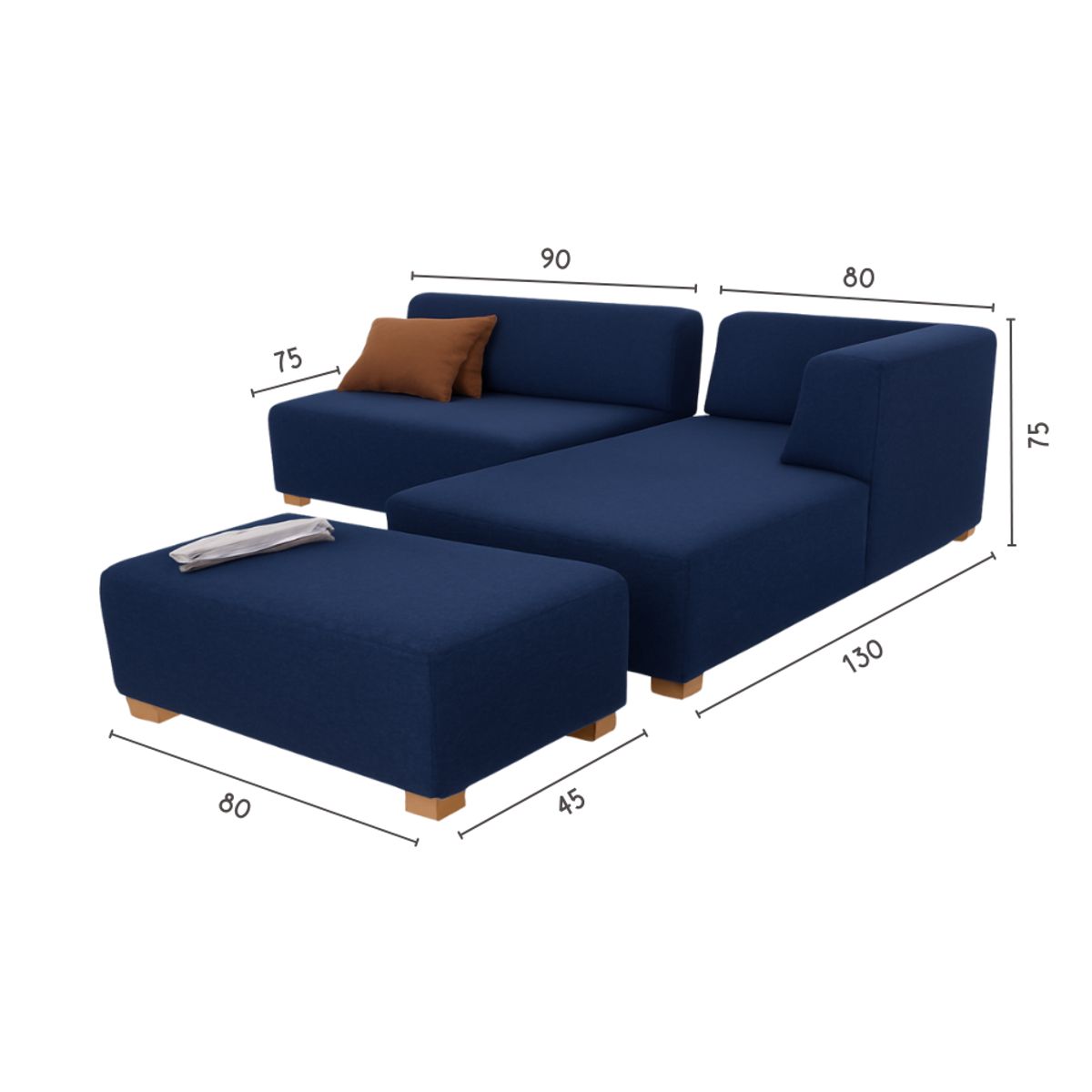 GENERICO - Seccional Sienna - Azul + Banqueta de Regalo