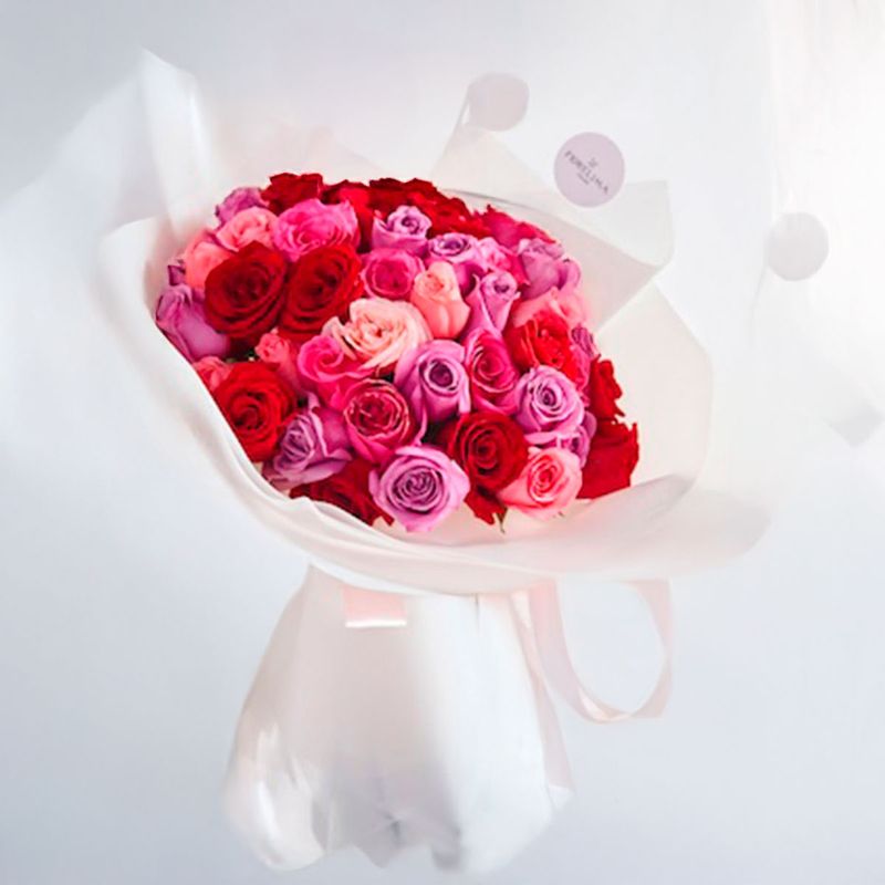 GENERICO - Ramo Rosa Celestial -  50 rosas rojas, melones, lilas y rosados
