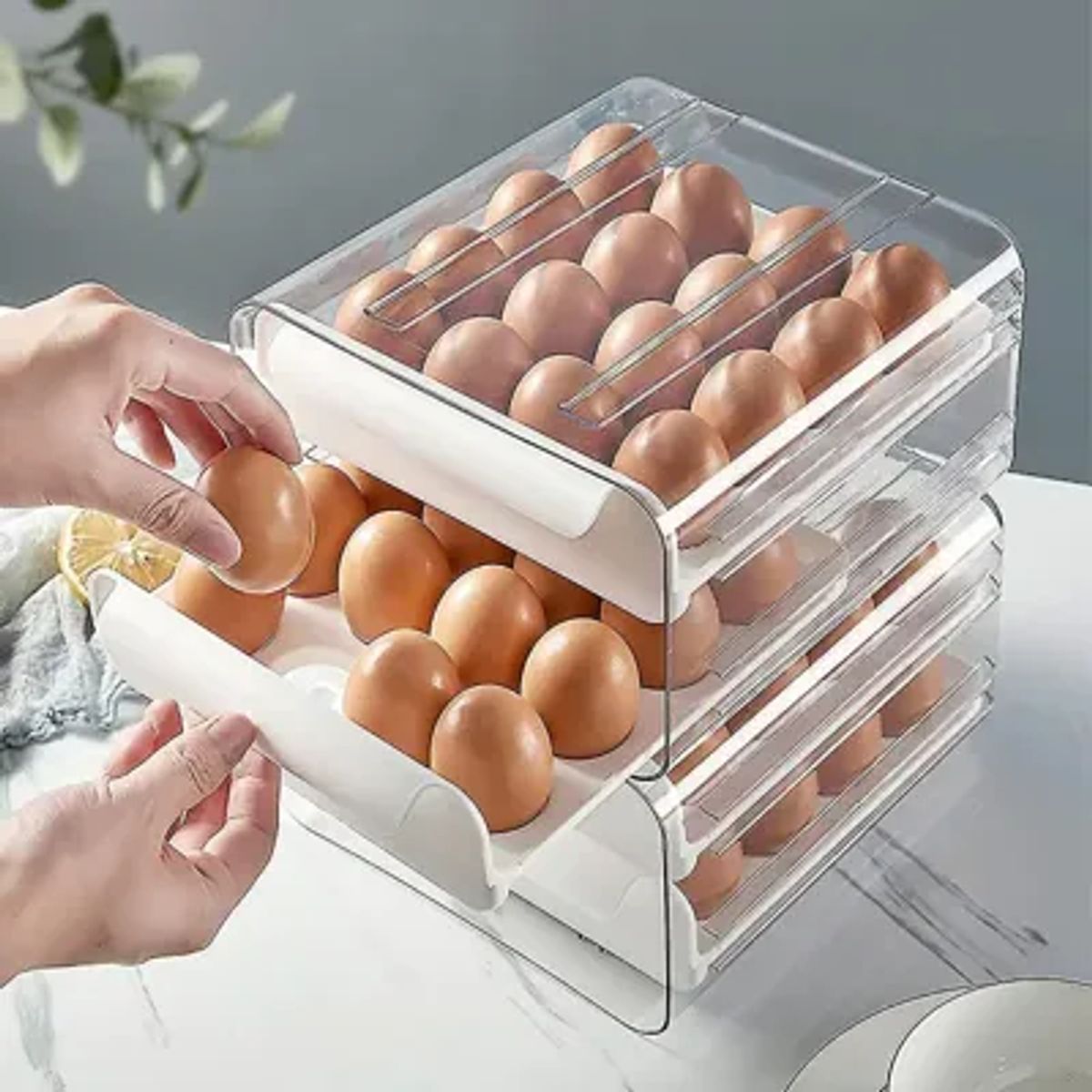 GENERICO - Organizador De Huevos 2 Niveles 32 unidades - Porta Huevos