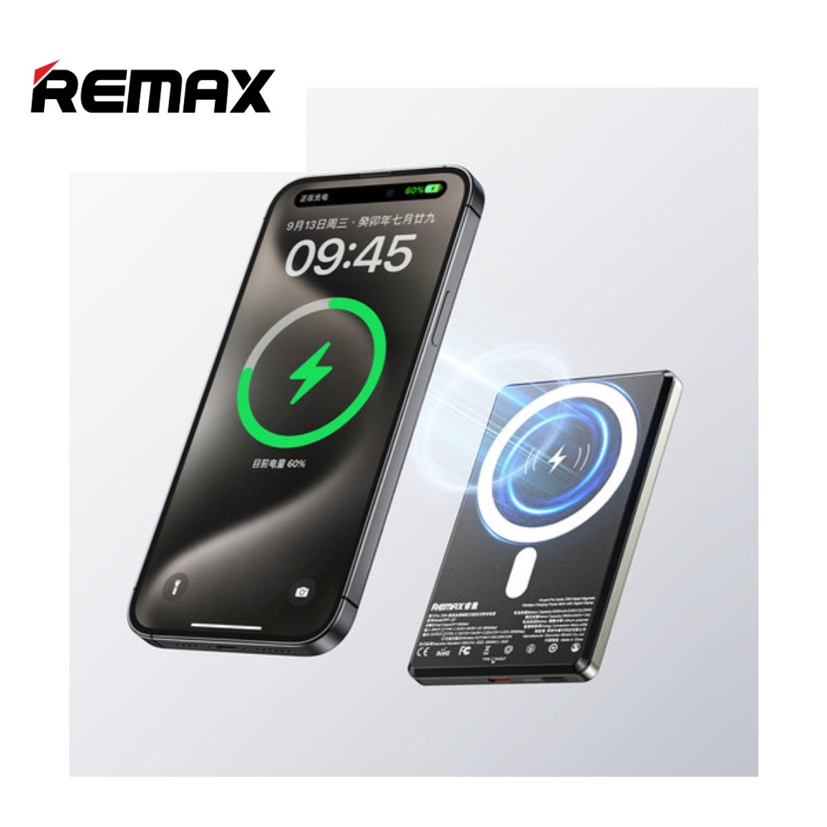 REMAX - Power Bank Magnético Carga Inalámbrica Remax RPP-109 10000mAh Negro
