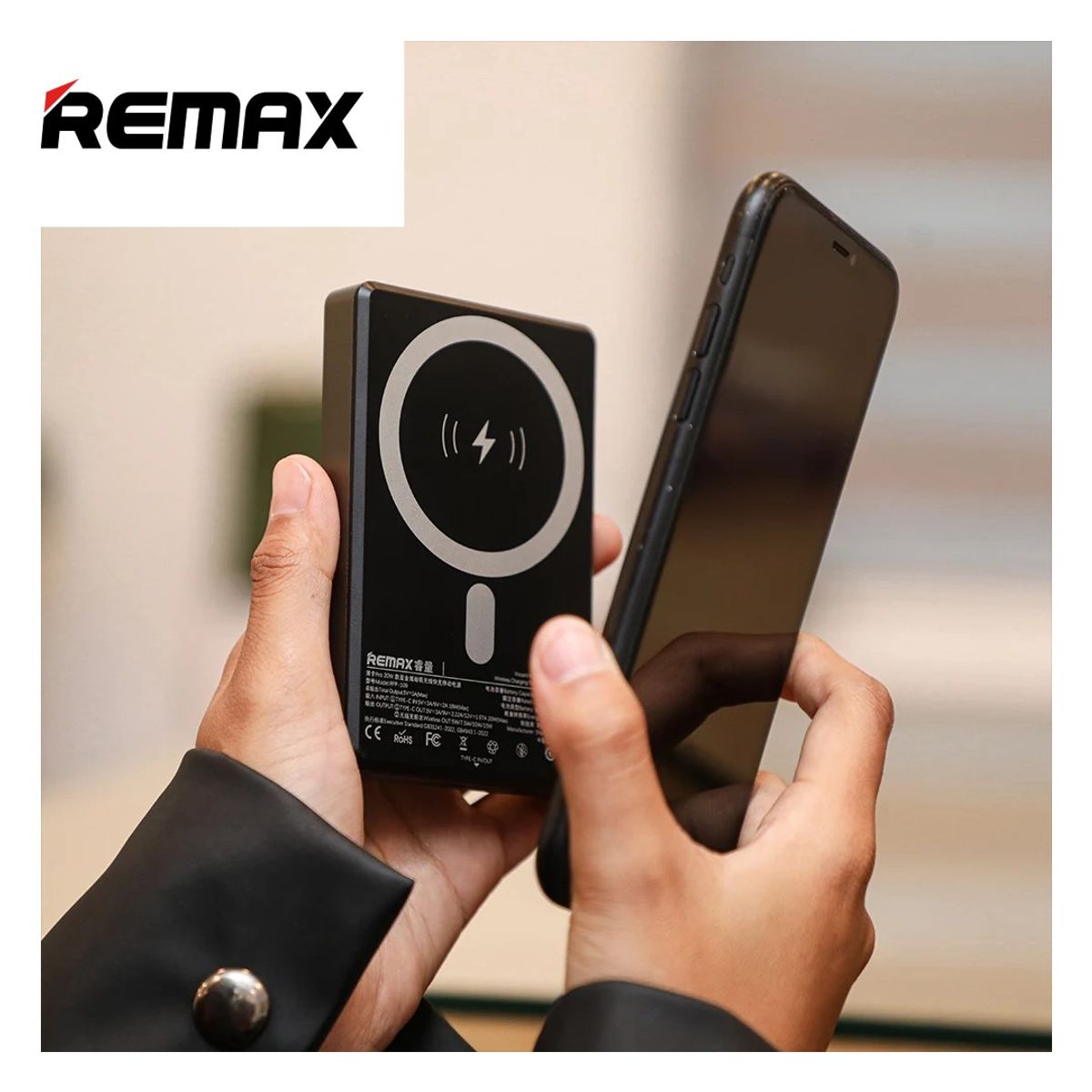REMAX - Power Bank Magnético Carga Inalámbrica Remax RPP-109 10000mAh Negro