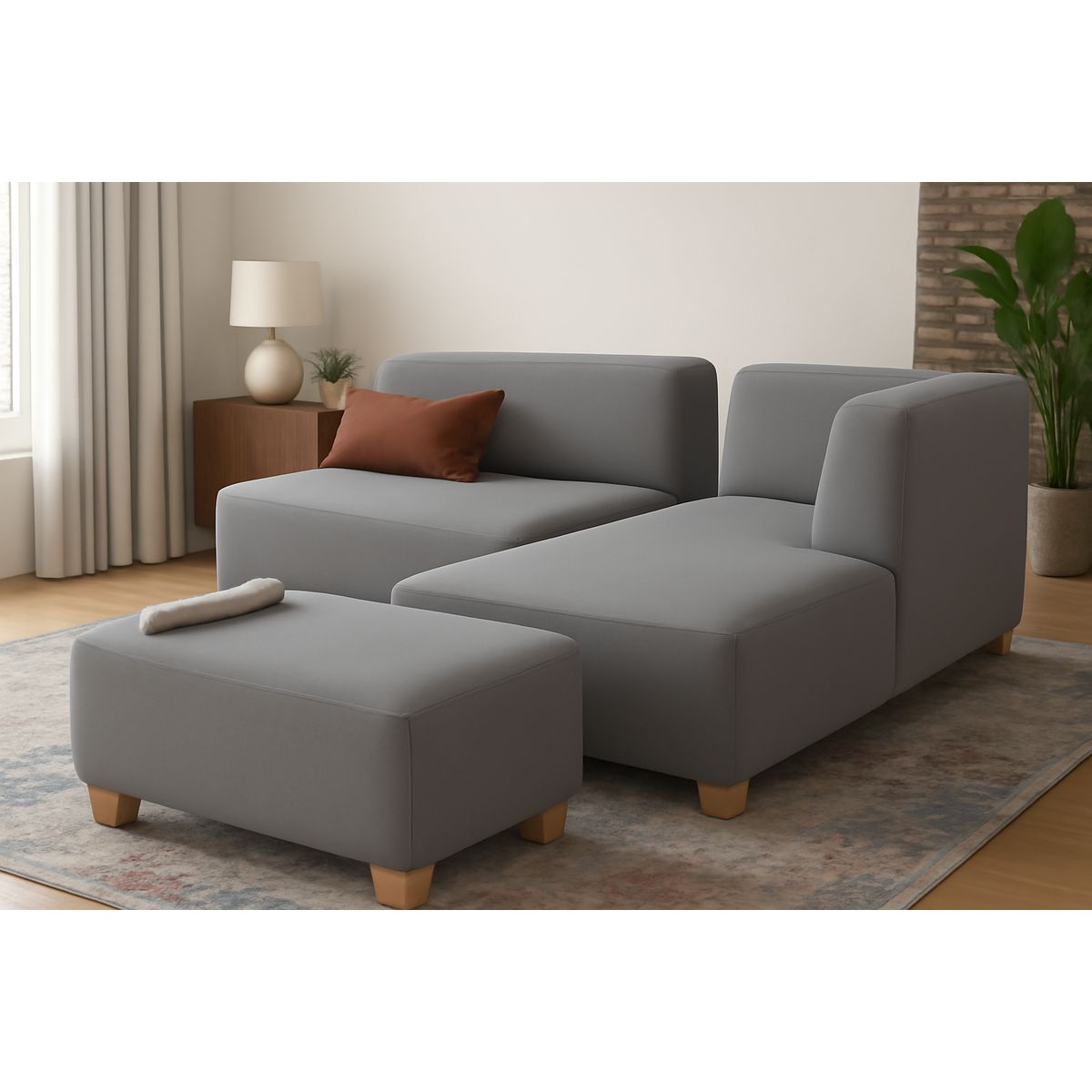 GENERICO - Seccional Sienna - Gris + Banqueta de Regalo