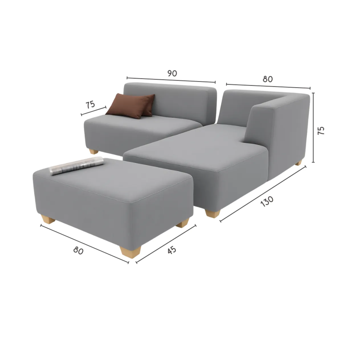 GENERICO - Seccional Sienna - Gris + Banqueta de Regalo