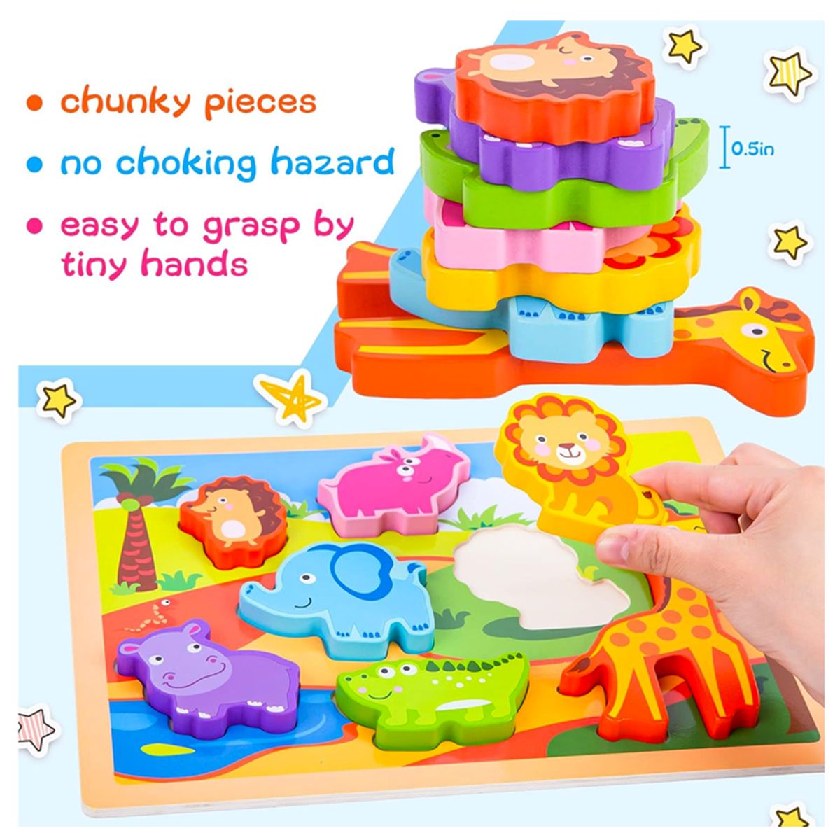 GENERICO - Rompecabeza en Alto Relieve Modelo Animalitos Selva