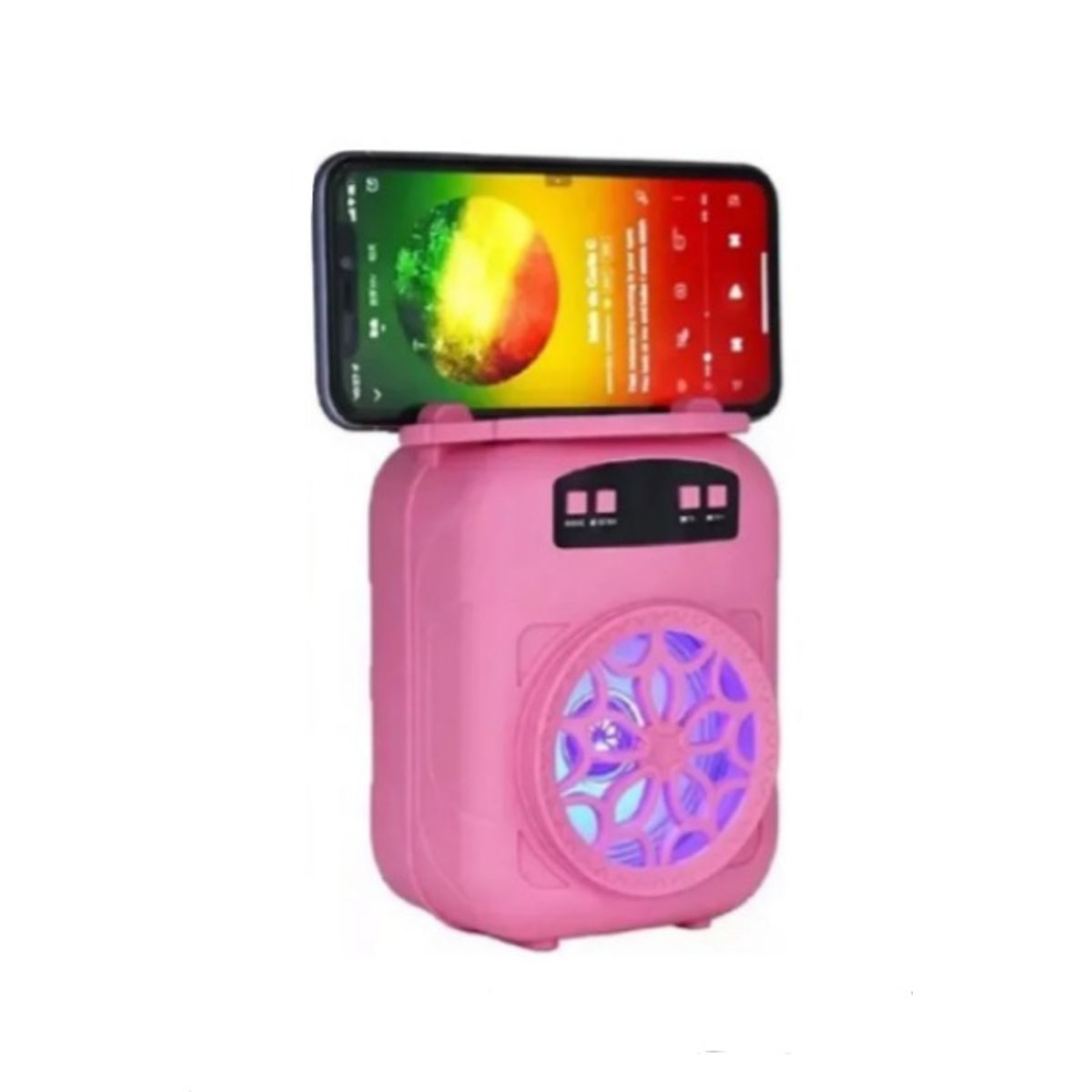 GENERICO - Parlante con Soporte de Celular de Plastico Bluetooth Portatil LED inalámbrico ROSADO