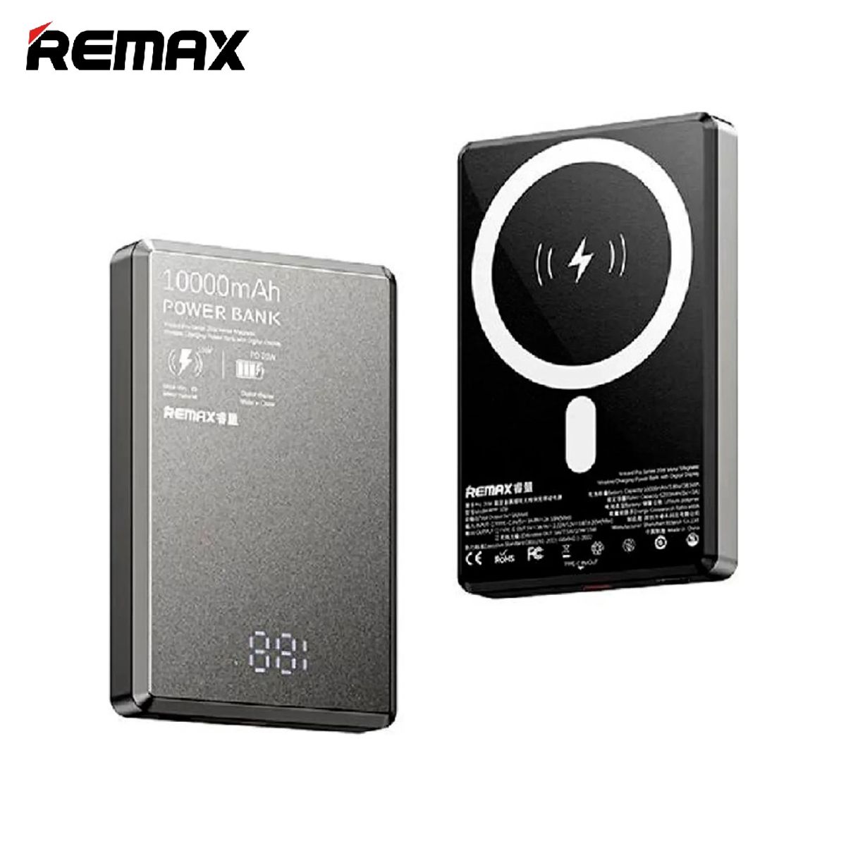 REMAX - Power Bank Magnético Carga Inalámbrica Remax RPP-109 10000mAh Gris