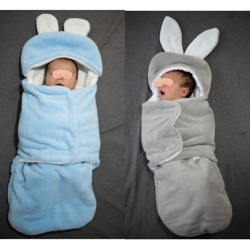 GENERICO - Pack 2 Saquitos de dormir abrigadoras para bebé Gris-Celeste