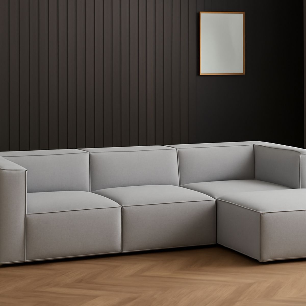 GENERICO - Sofá Vitoriano Clásico - Gris Claro + Banqueta de Regalo