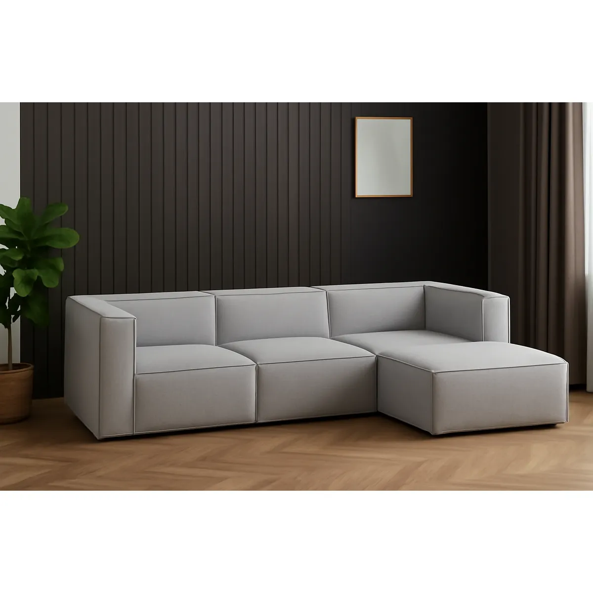 GENERICO - Sofá Vitoriano Clásico - Gris Claro + Banqueta de Regalo