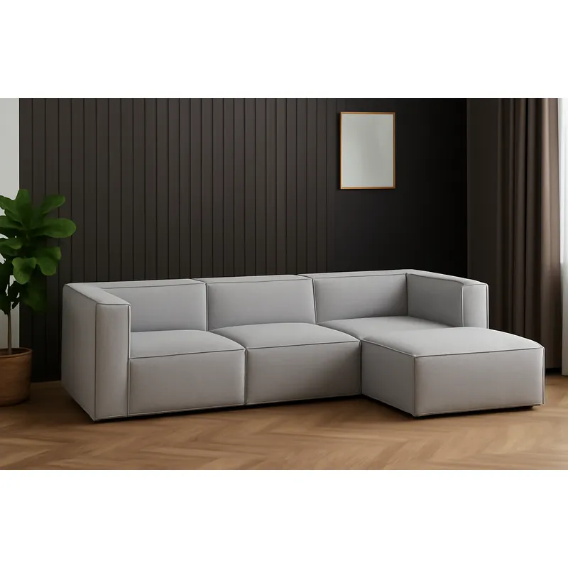 GENERICO - Sofá Vitoriano Clásico - Gris Claro + Banqueta de Regalo