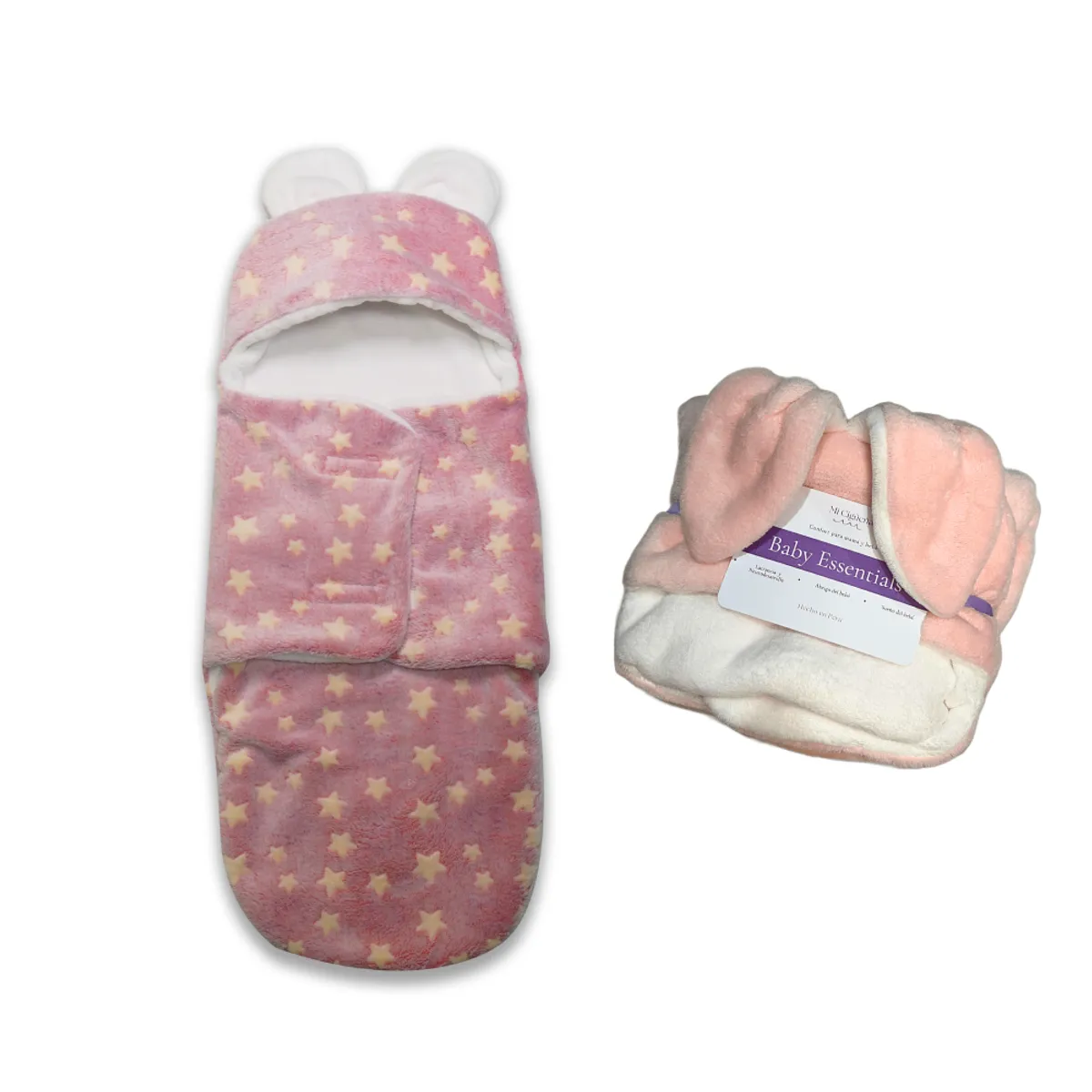 GENERICO - Pack 2 Saquitos de dormir para bebé Melón y Rosa estrellas