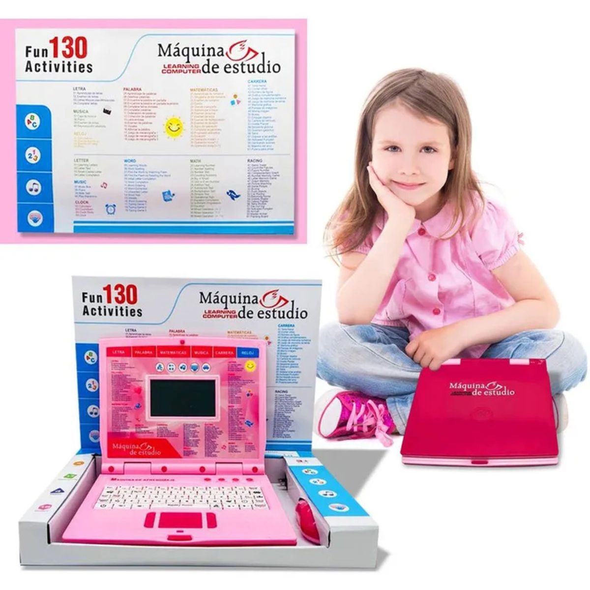 GENERICO - COMPUTADOR DIDACTICO NIÑAS 130 FUNCIONES