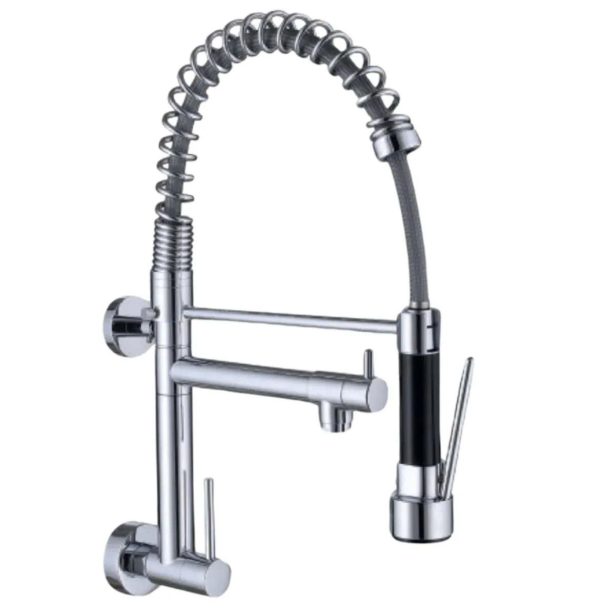 FRATELLI - GRIFERÍA DE COCINA RESORTE  DOBLE PICO A LA PARED CROMADO