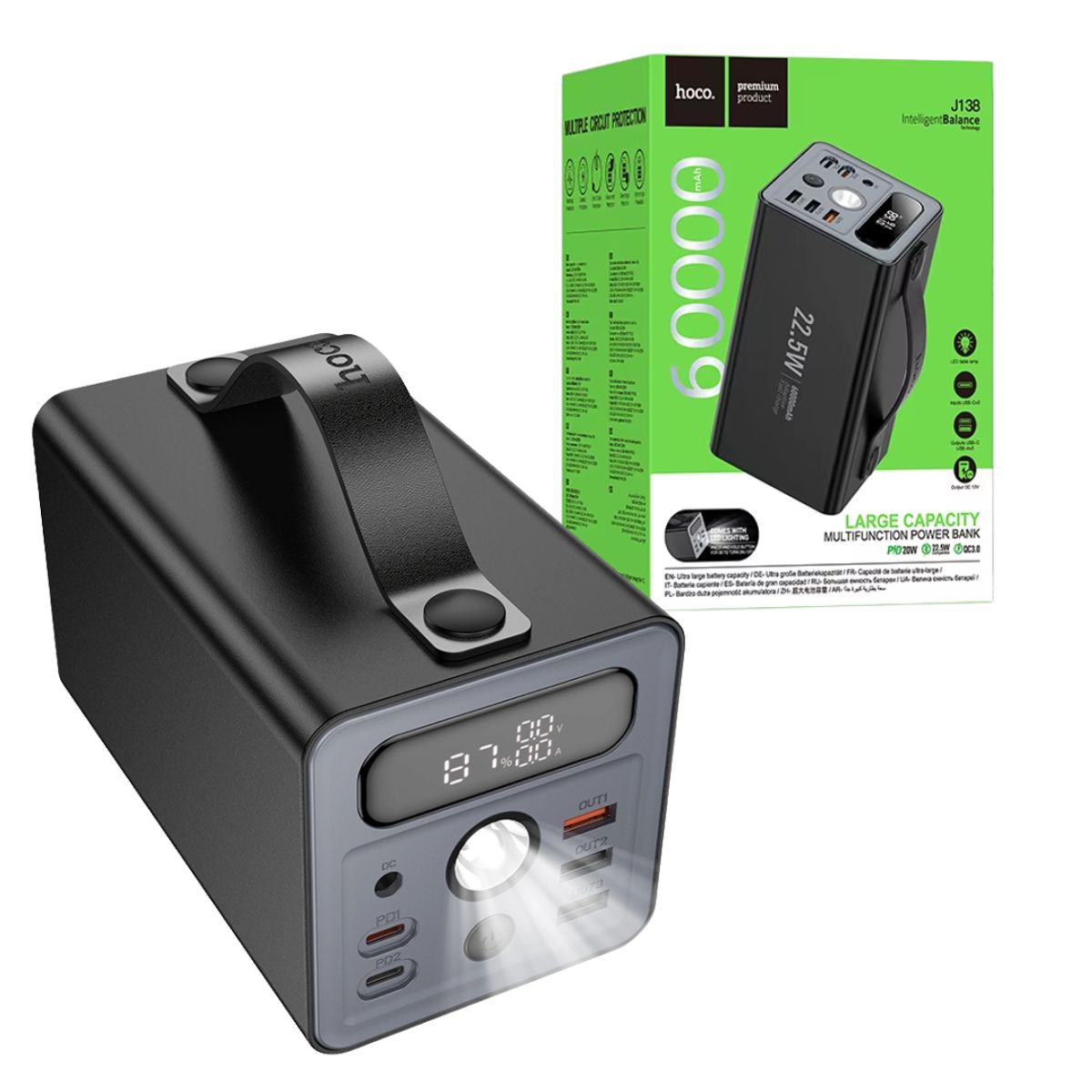 HOCO - Cargador Bateria Portatil Carga Rapida 22W Power Bank HOCO 60000 mAh