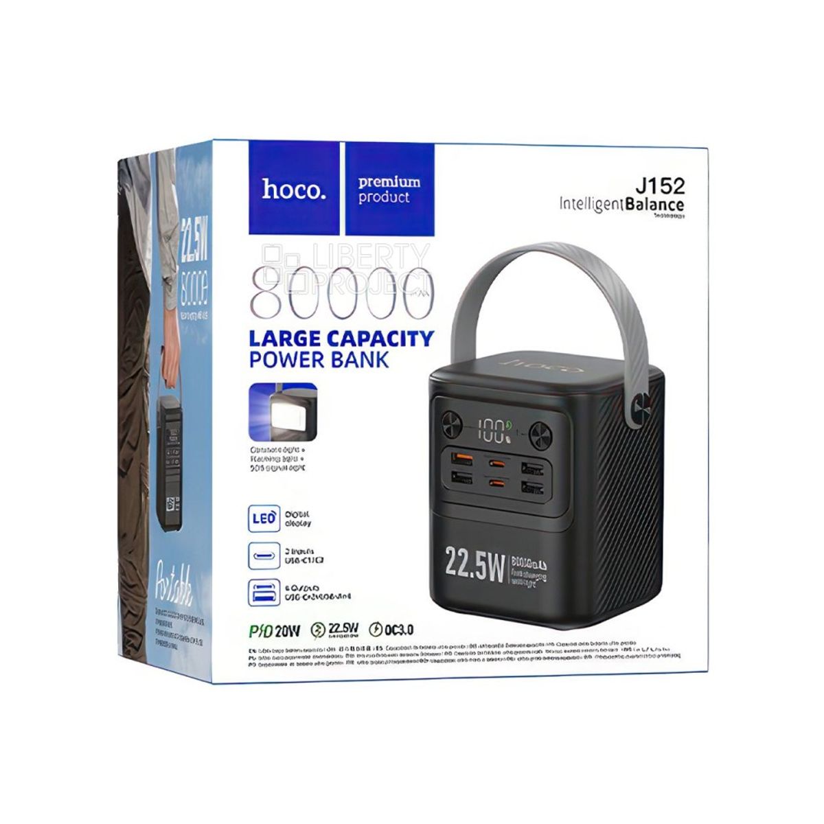 HOCO - Cargador Bateria Portatil Carga Rapida 22W Power Bank HOCO 80000mAh