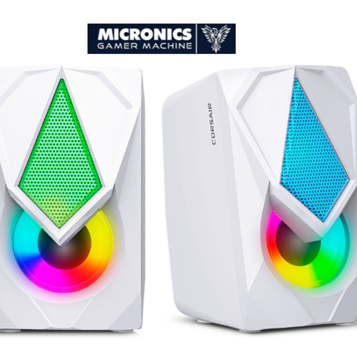 MICRONICS - Parlante Gamer CORSAIR WHITE MIC S309-9W 2. 0 RGB 2" MICRONICS