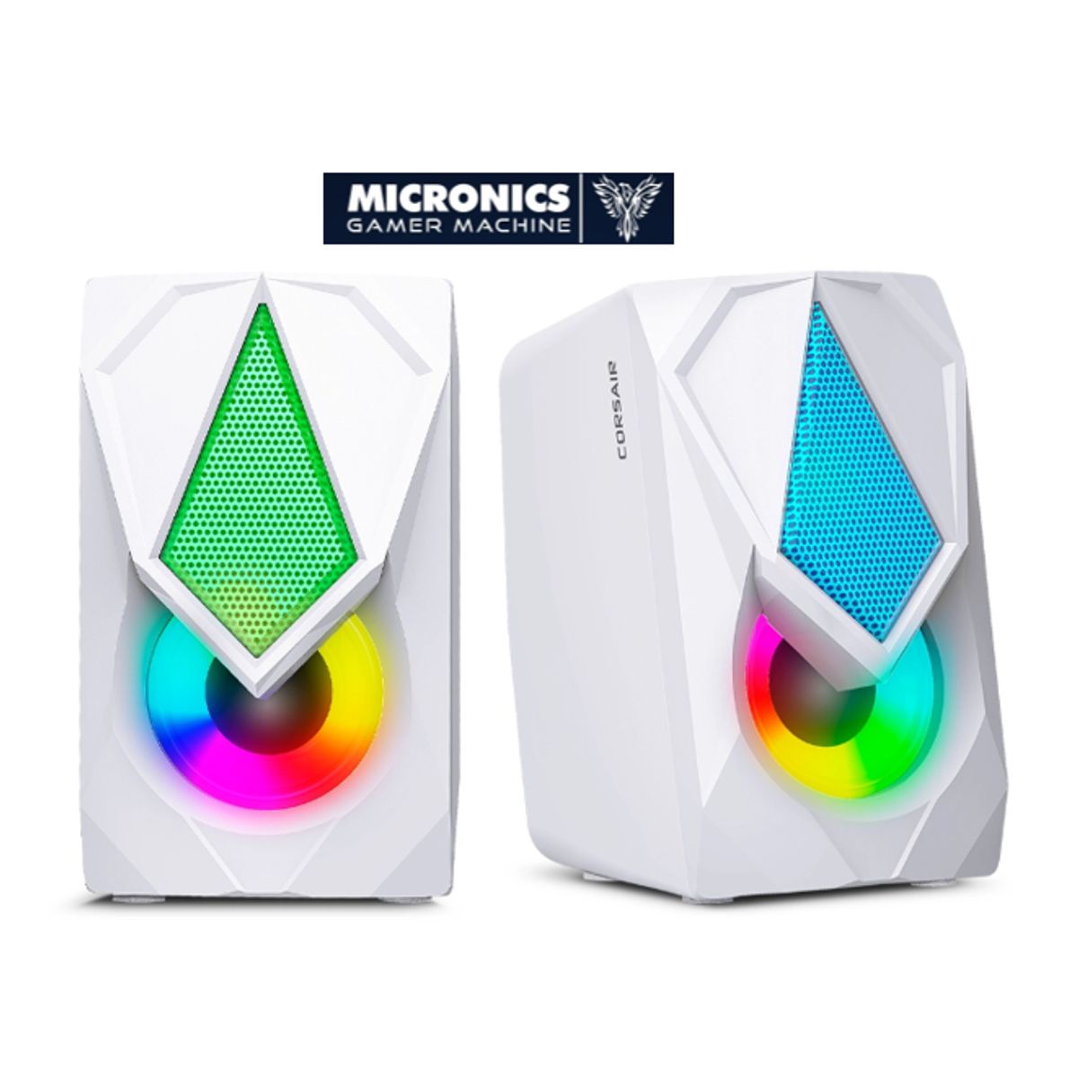 MICRONICS - Parlante Gamer CORSAIR WHITE MIC S309-9W 2. 0 RGB 2" MICRONICS