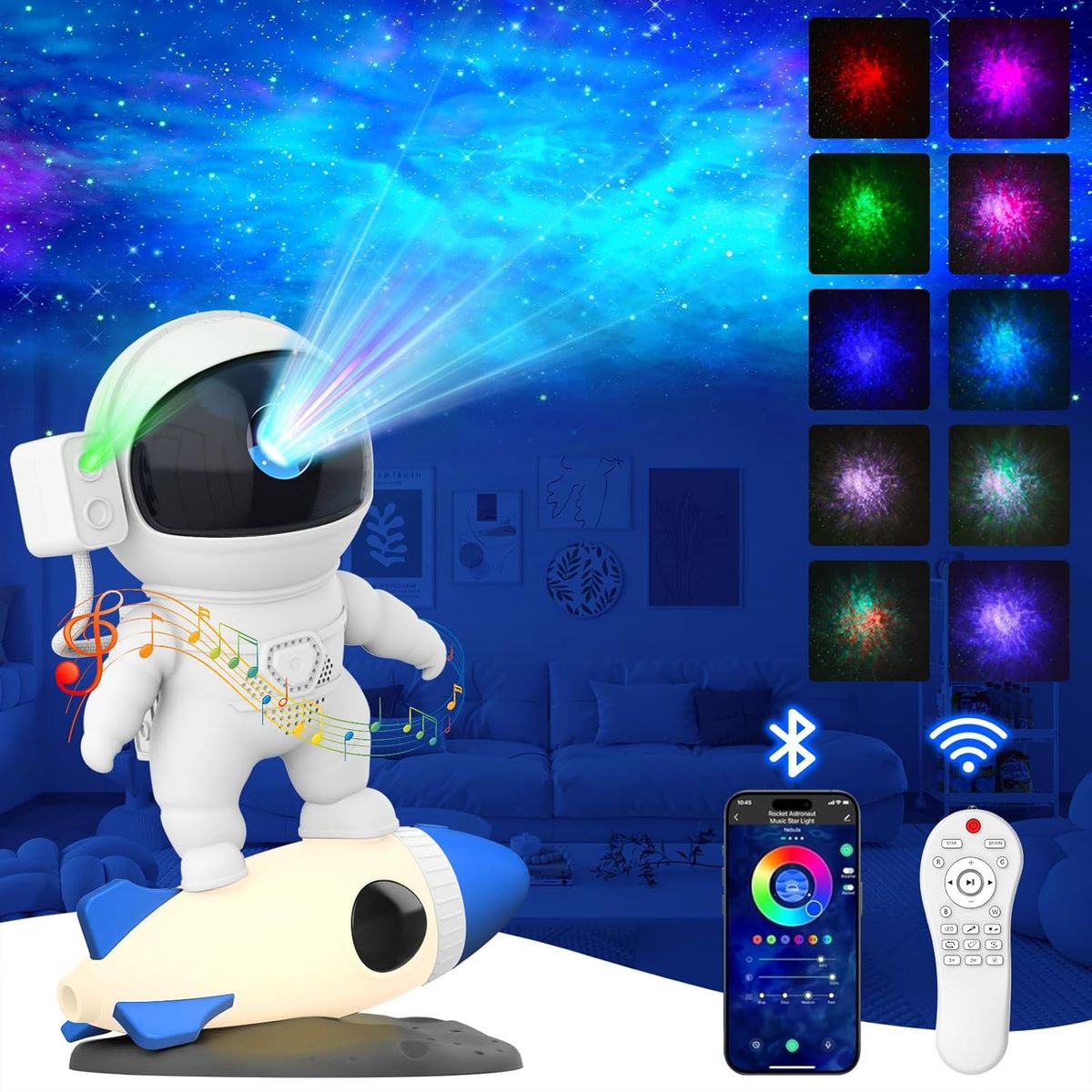 SEISA - Proyector De Luces Galaxia Astronauta Parlante Bluetooth