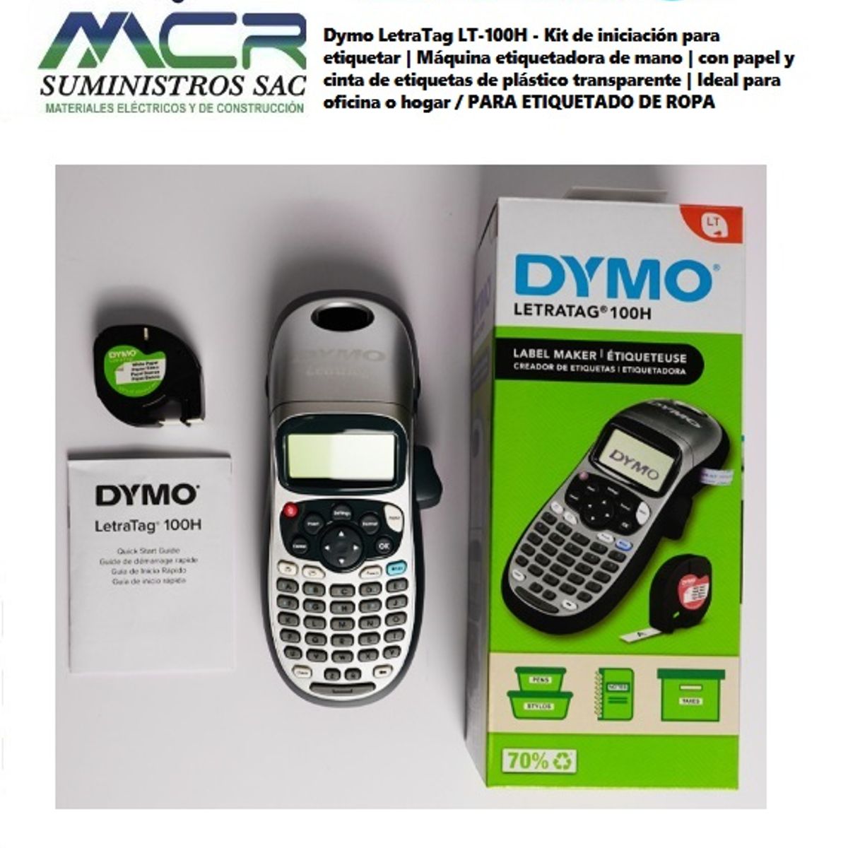 DYMO - ROTULADOR DIGITAL DYMO LETRATAG 100H INCLUYE 1 CINTA DYMO