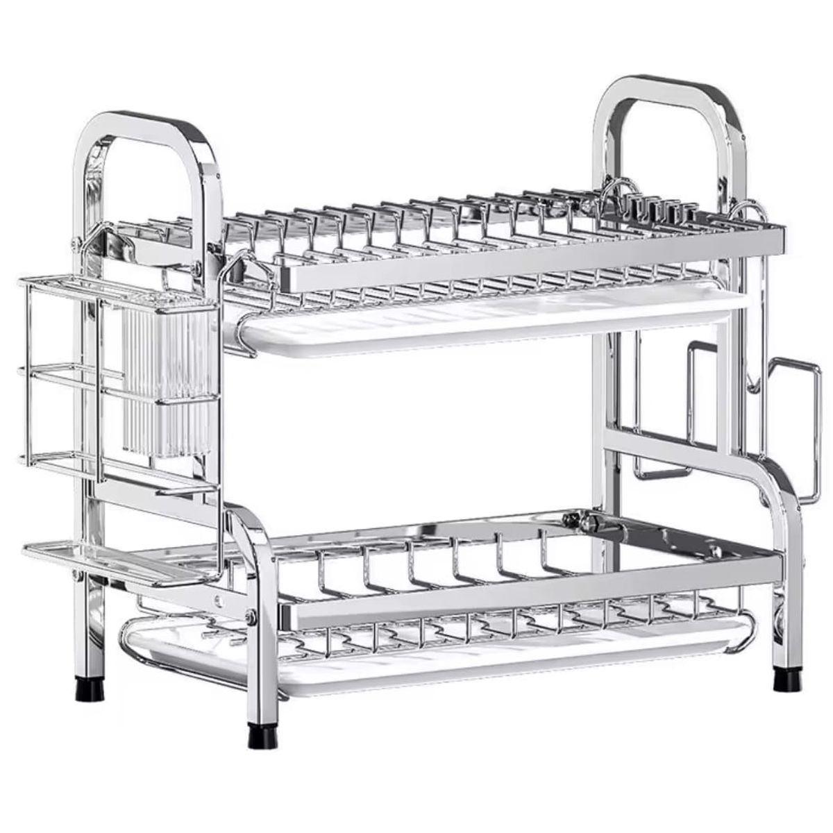 GENERICO - Escurridor organizador de Platos de Acero inoxidable con accesorios