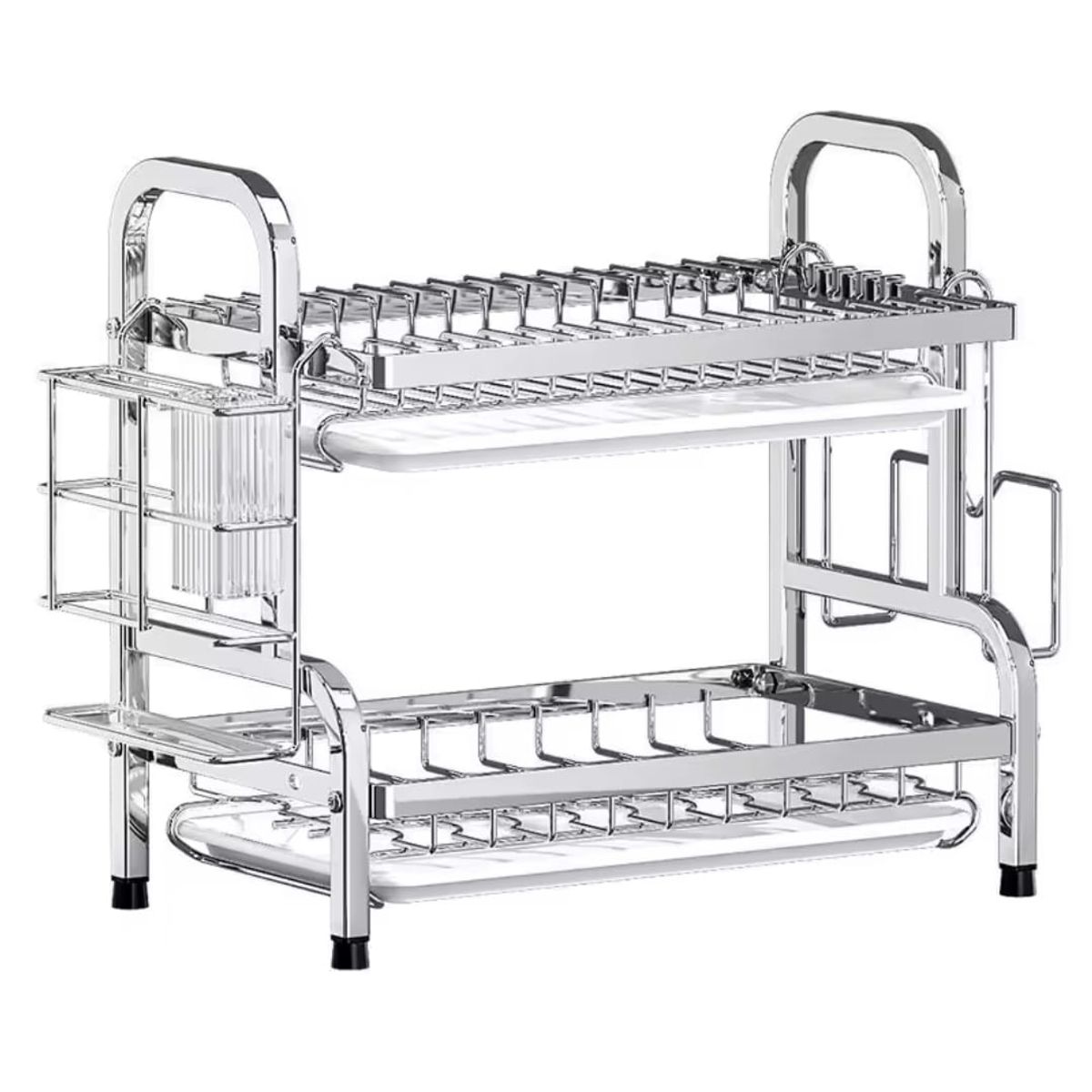 GENERICO - Escurridor organizador de Platos de Acero inoxidable con accesorios