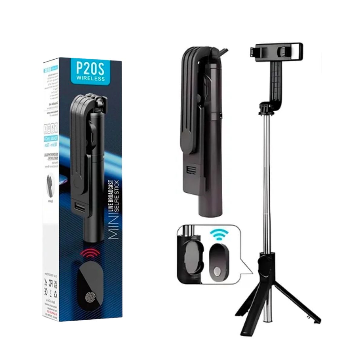 SEISA - SELFIE STICK BLUETOOTH WEP-P20S NEGRO