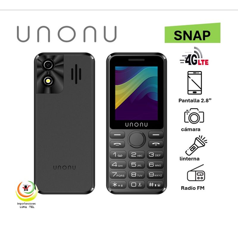 UNONU - CELULAR BASICO  UNONU SNAP BAR PHONE  4G PANTALLA 2.4"