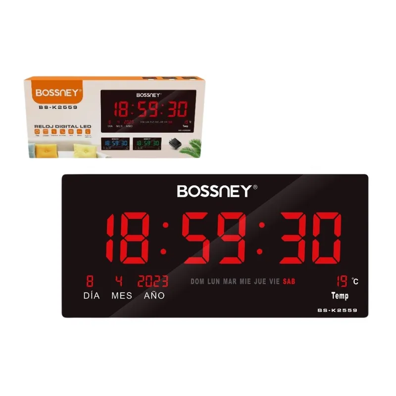 GENERICO - Reloj Digital Led Calendario e Indicador de Temperatura  Rojo