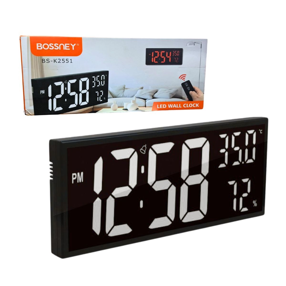 GENERICO - Reloj Rectangular Digital LED con Control  Blanco