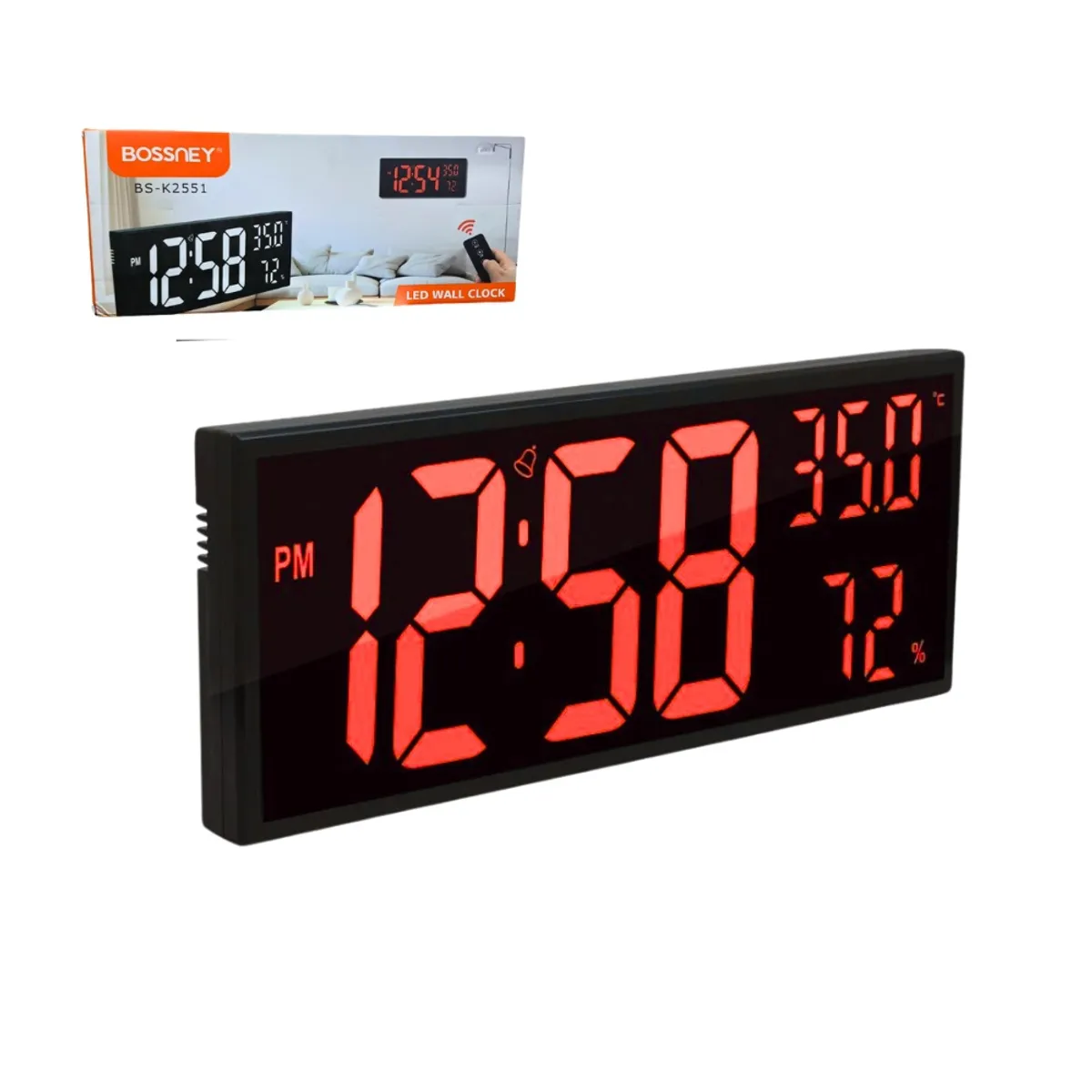 GENERICO - Reloj Rectangular Digital LED con Control Rojo