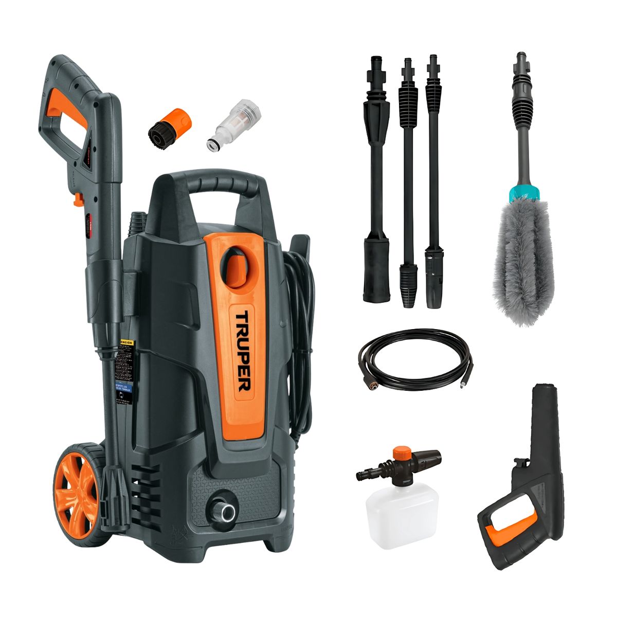 TOTAL TOOLS - Combo Hidrolavadora 1500Psi + escobilla para lavar llantas Total