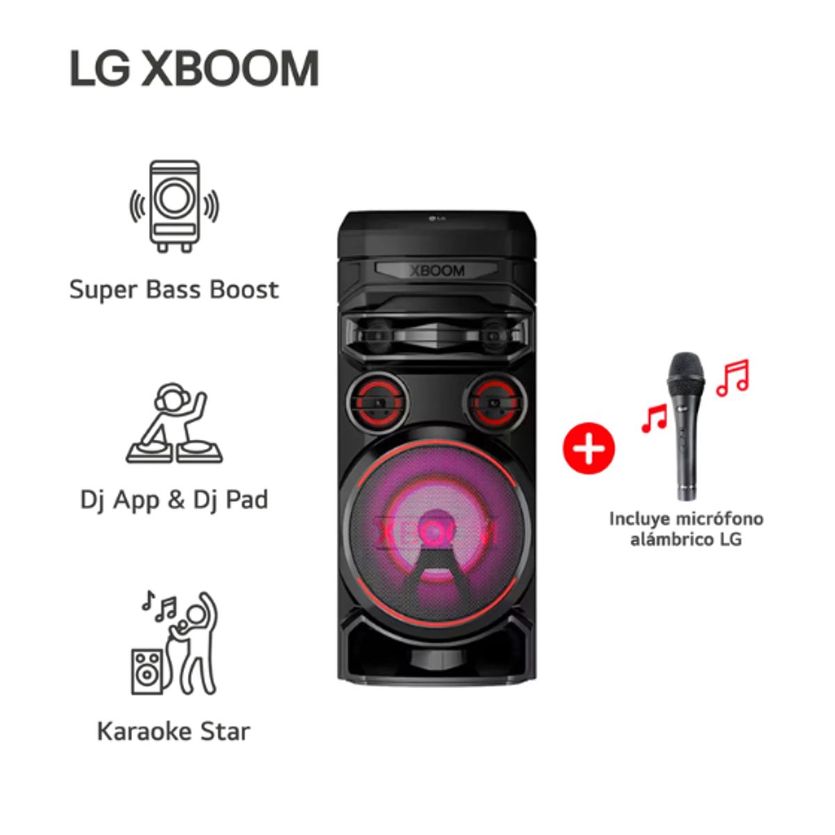 LG - Parlante Bluetooth LG XBOOM RNC7 Altavoz para fiesta de karaoke