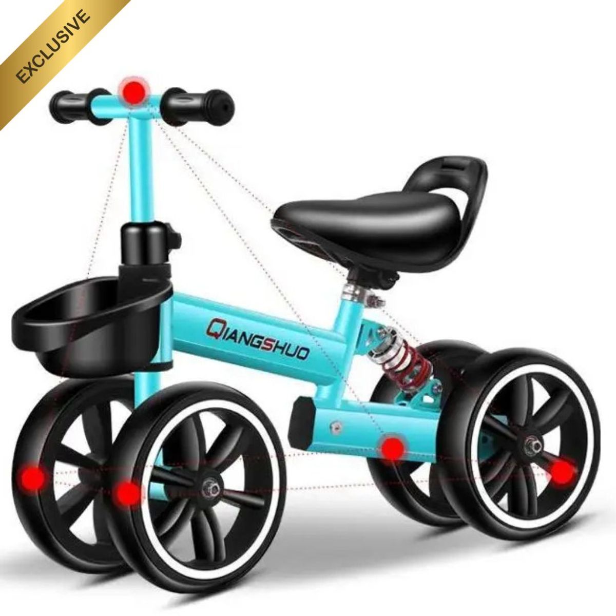 GENERICO - Bicicleta Balance Niños Luxury Alta Calidad 4 Ruedas Celeste