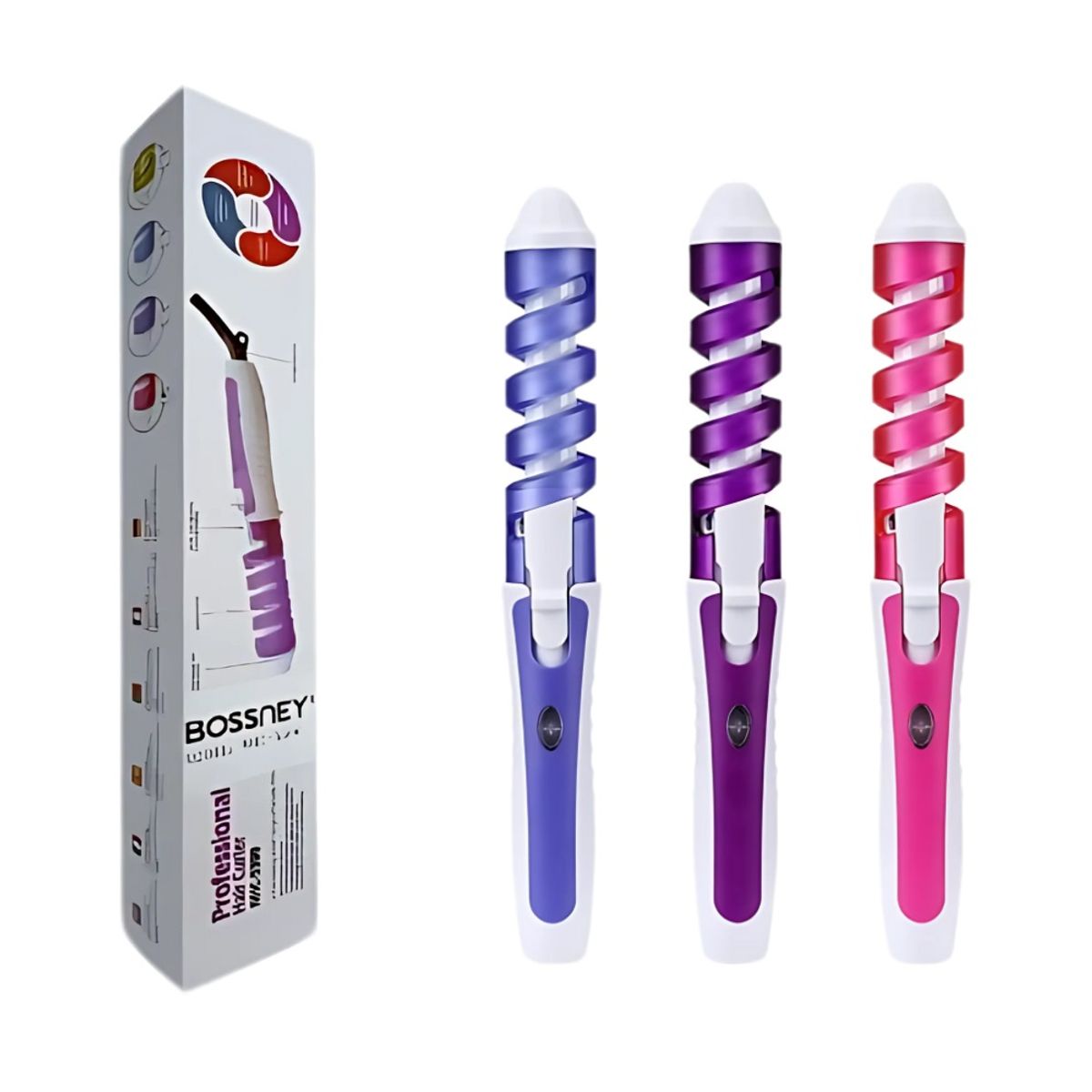 GENERICO - Rizadora De Cabello Pinza Espiral Ondas Bossney  Morado