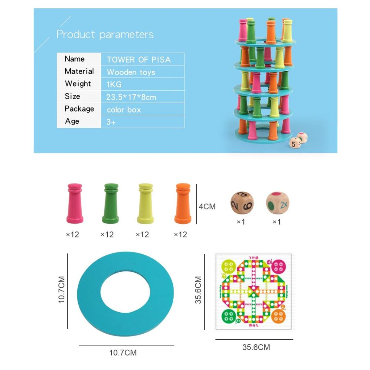 GENERICO - Juego Divertido Torre de Equilibrio Desafío Colorido