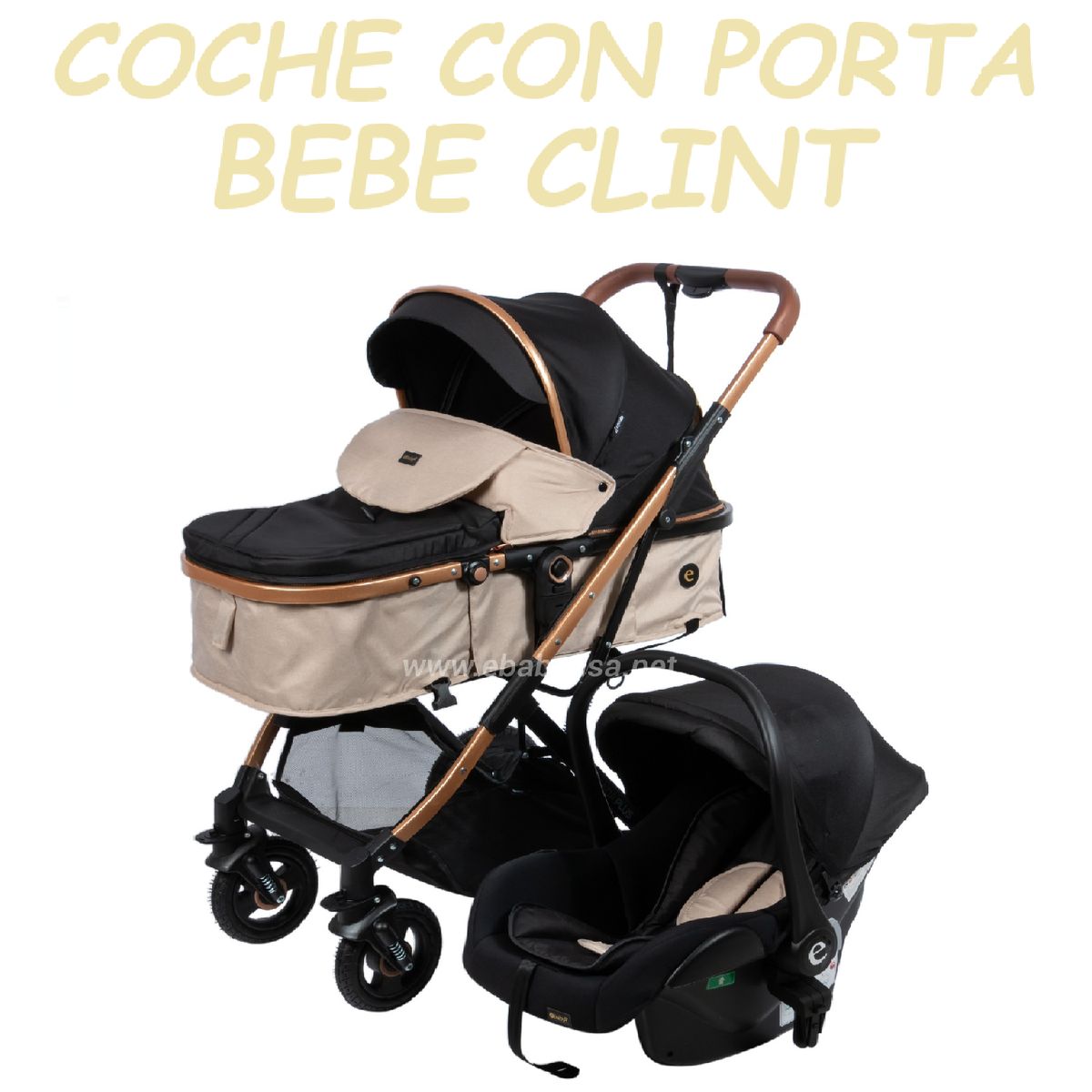 EBABY - Nuevo Coche Moises con Porta Bebe Clint -Beige