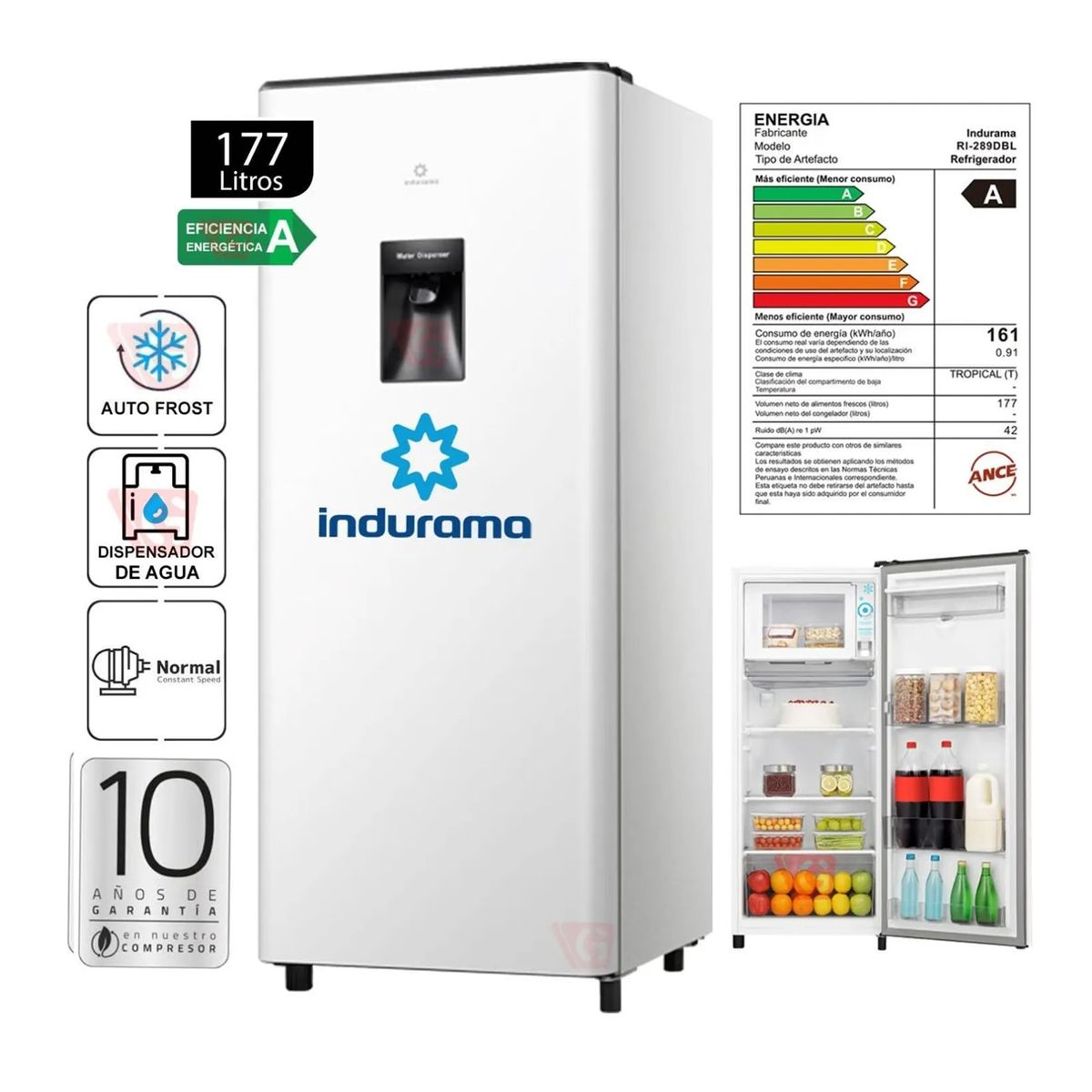 INDURAMA - Refrigeradora Indurama Ri-289dbl Autofrost 177l Blanco Blanco
