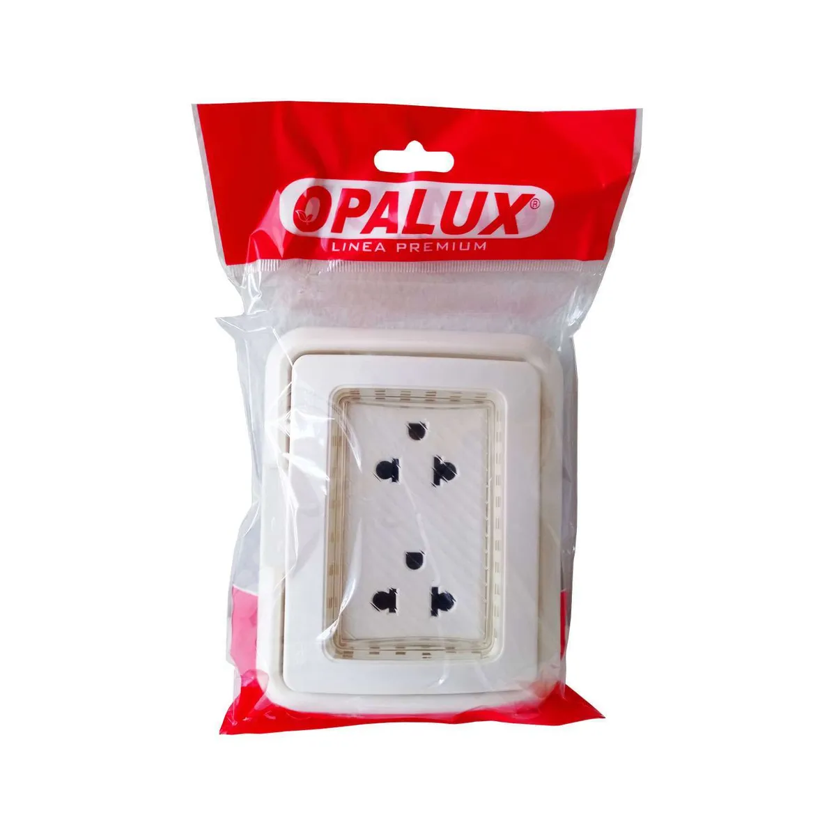 OPALUX - Tomacorriente Idrobox + Dado Toma Doble BMWP138TRWH OPALUX