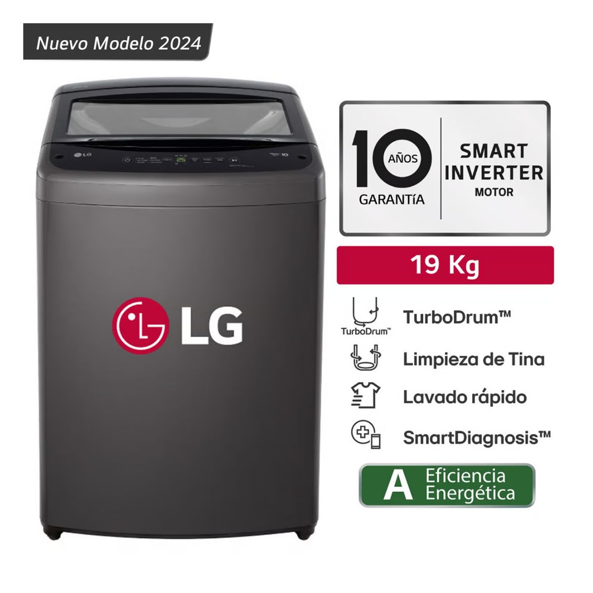 LG - LAVADORA LG 19 KG TURBODRUM CARGA SUPERIOR NEGRO WT19BVTB