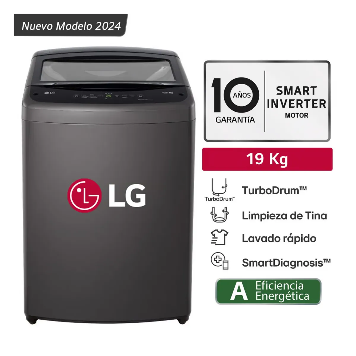 LG - LAVADORA LG 19 KG TURBODRUM CARGA SUPERIOR NEGRO WT19BVTB