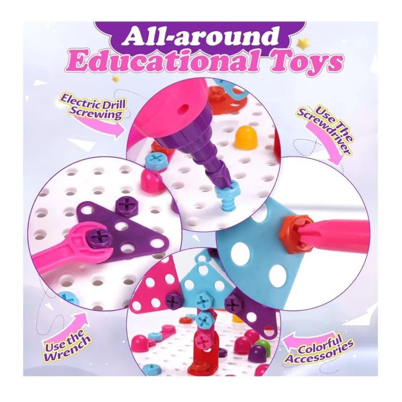 GENERICO - Juguete Creativo Puzzle 2d Y 3d Para Niñas 249 Pzas Taladro