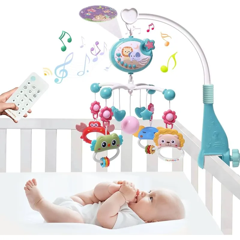 BIBI - Móvil Cuna Giratorio Musical con Proyector y Control Azul