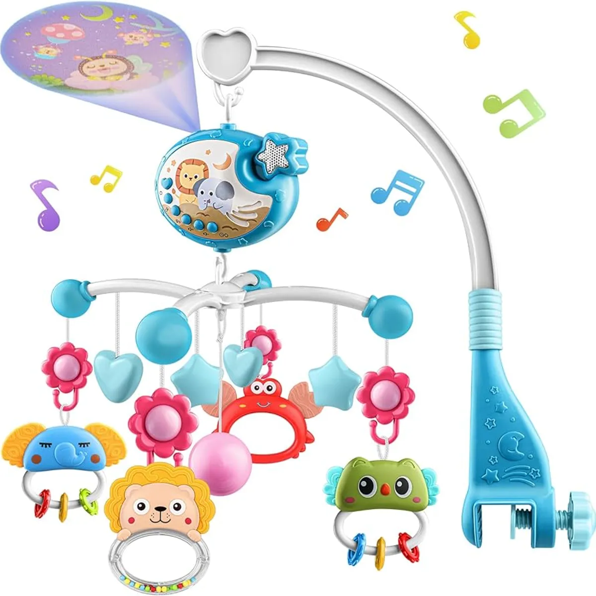 BIBI - Móvil Cuna Giratorio Musical con Proyector y Control Azul