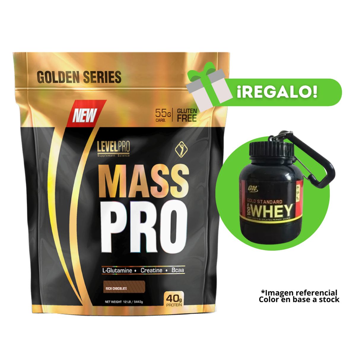 LEVEL PRO - PROTEÍNA MASS PRO 12 LB CHOCOLATE + PORTAPROTEÌNA