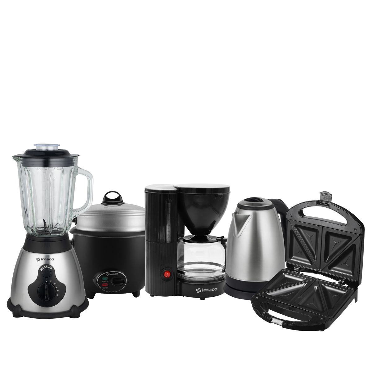IMACO - Pentacombo Licuadora + Sandwichera + Olla + Hervidor + cafetera Imaco