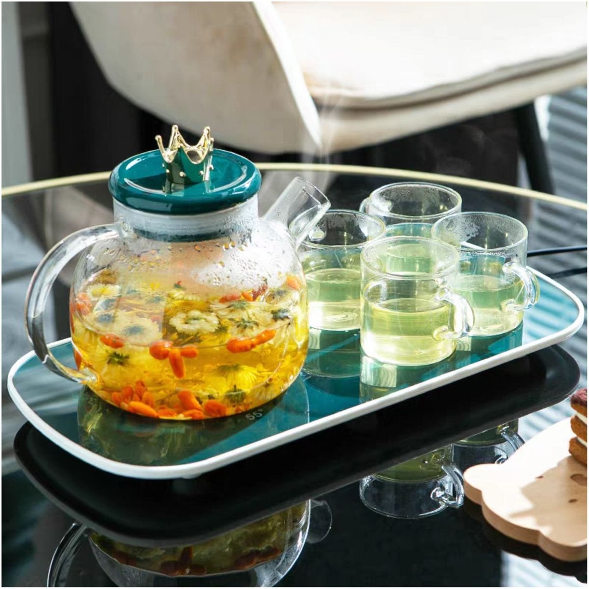 SMART - Bandeja Calentadora Eléctrica temperatura gradual+ Set 1 Jarra 4 Vasos