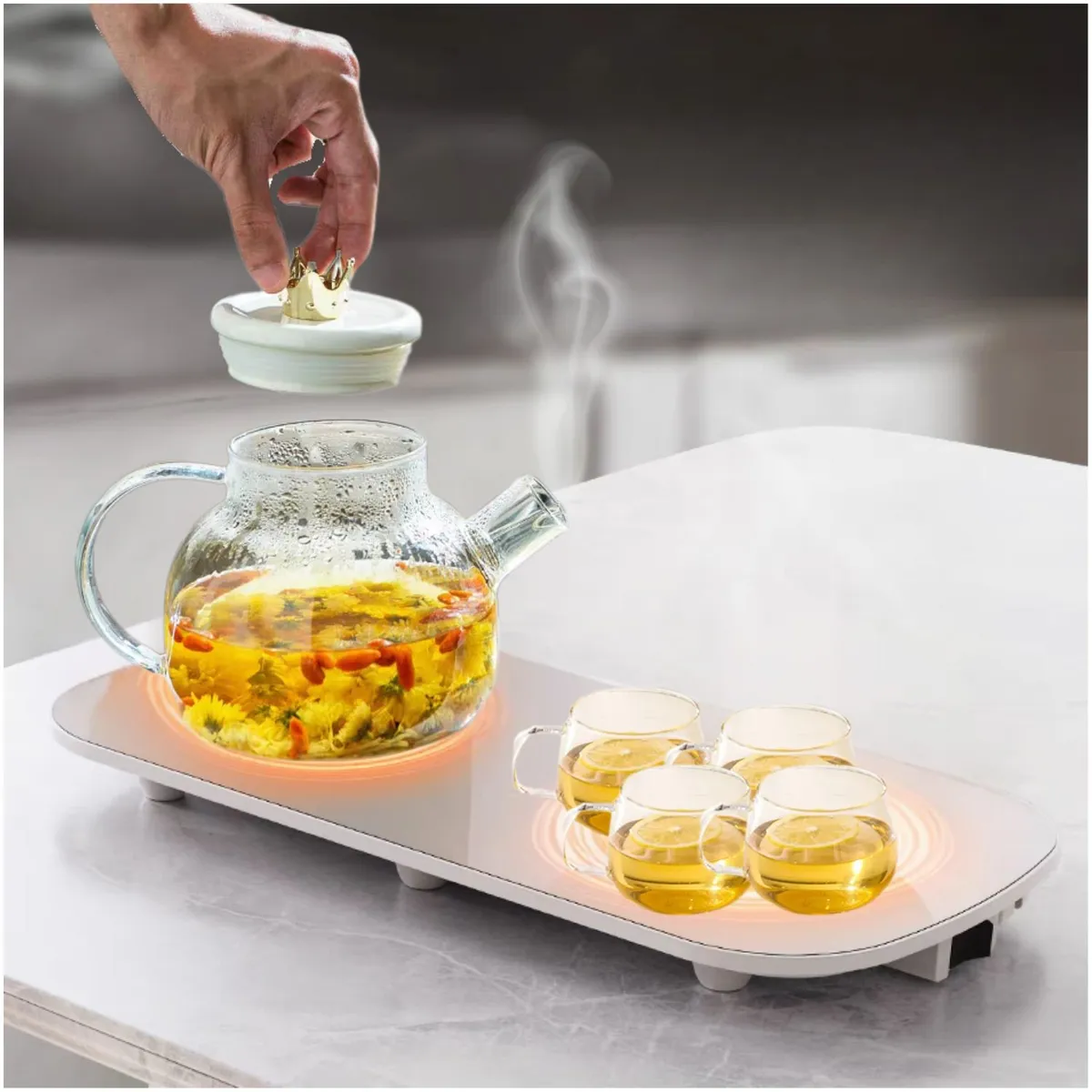 SMART - Bandeja Calentadora Eléctrica temperatura gradual Set 1 Jarra 4Vasos B